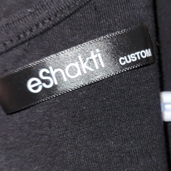 eShakti medium cotton pocketed black dress empire waist maxi elbow length sleeve - Picture 7 of 8